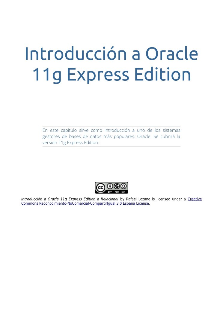 Imágen de pdf Introducción a Oracle 11g EE